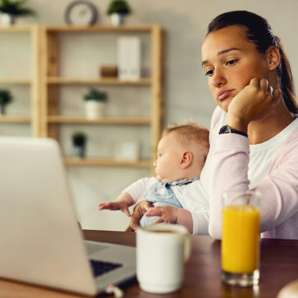 woman struggling with postpartum depression