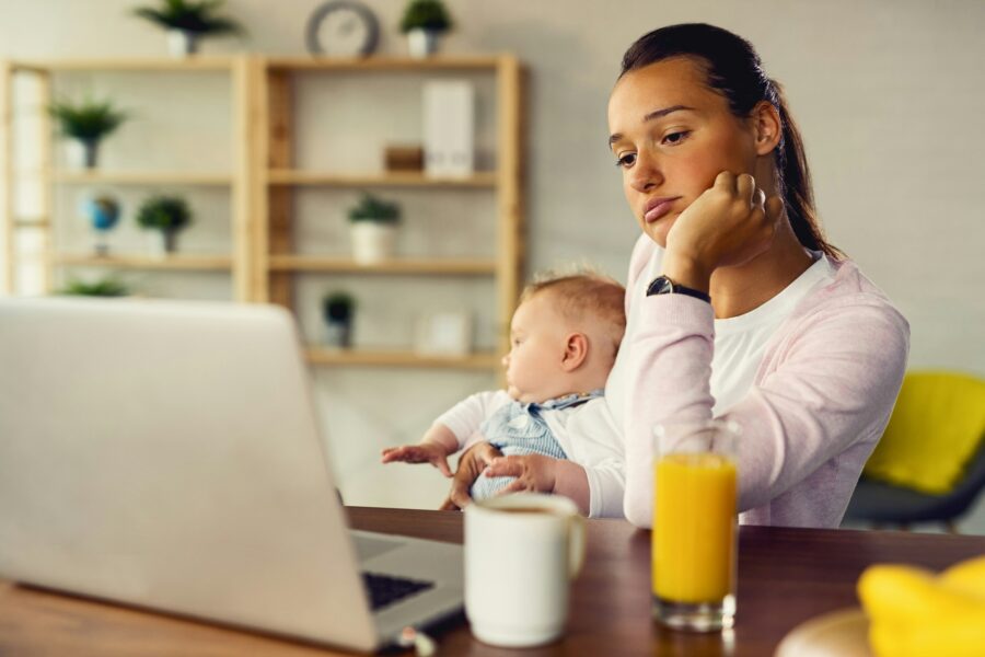 woman struggling with postpartum depression
